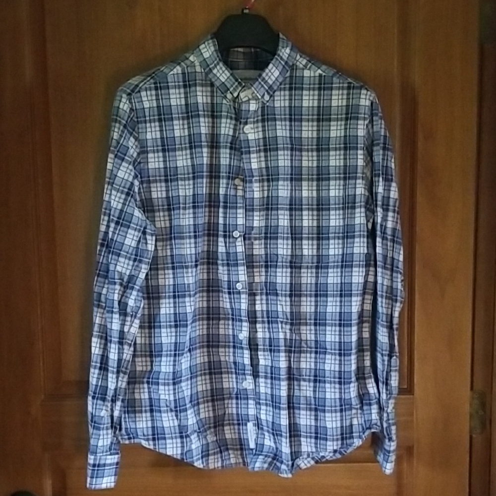 Mens Goodfellow & Co. Blue Plaid Button Down Size Large Workwear Office